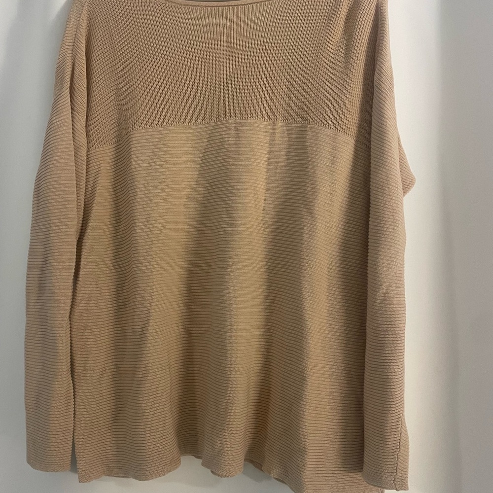 Eileen Fisher Tan Ribbed Knit Top
